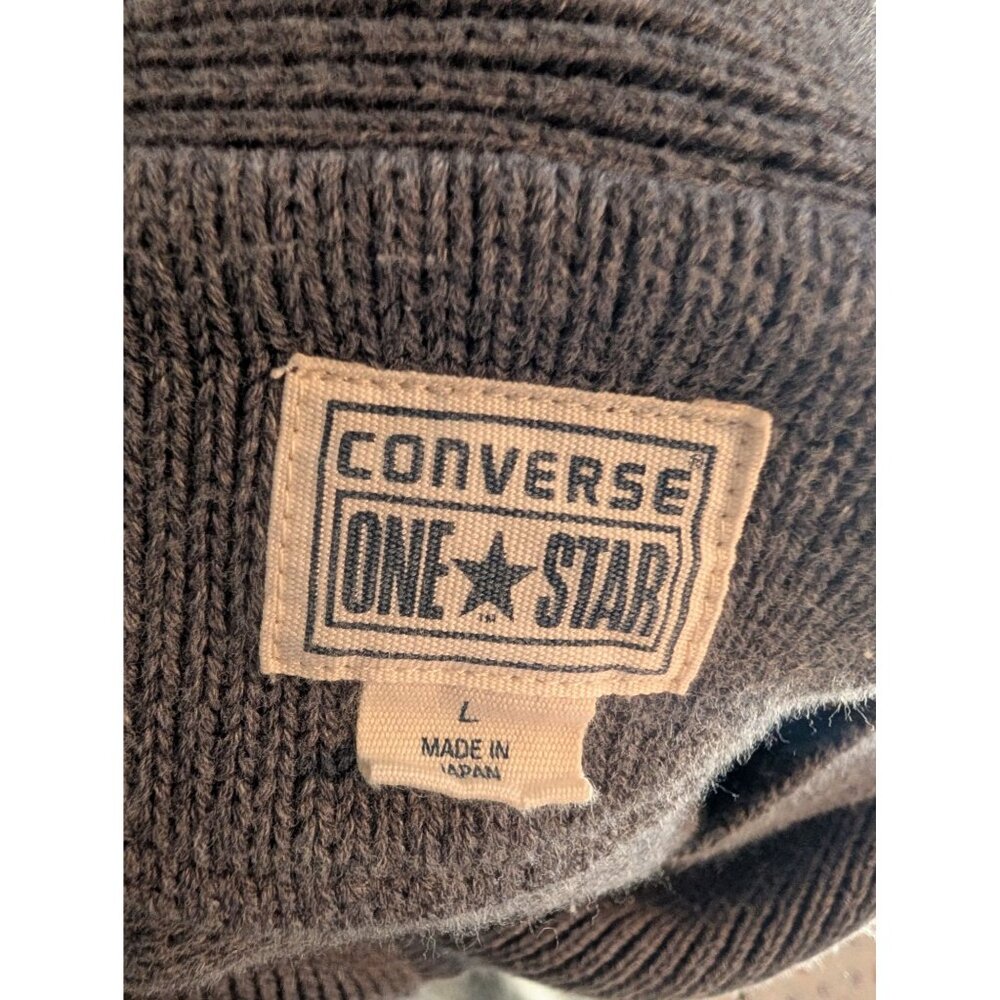 Converse One Star y2k Gray Cowl Neck‎ Sweater Womens Size L 100% Cotton - Picture 5 of 7
